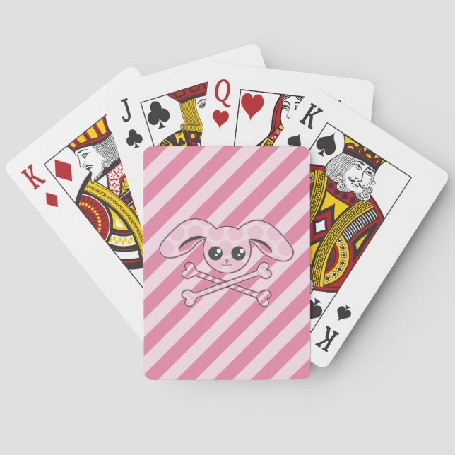 Jeu De Cartes Kawaii Lapin Rose Crâne (dos)