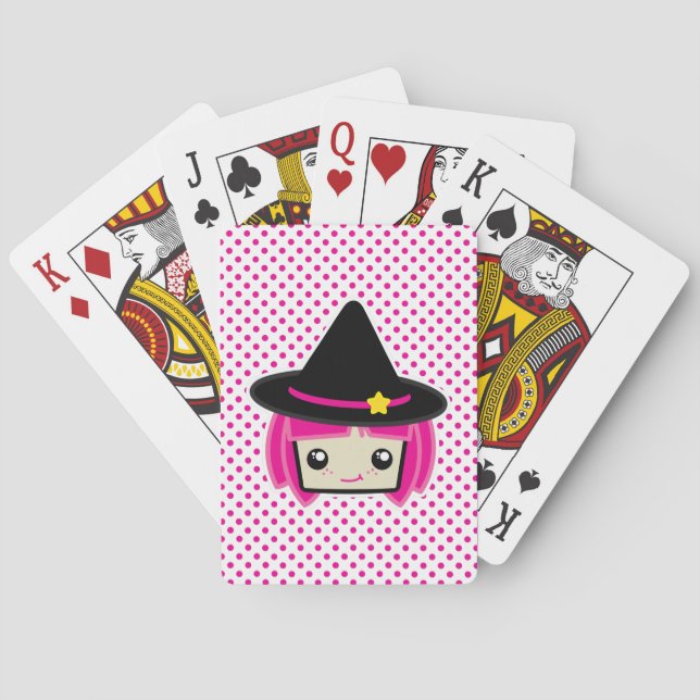 Jeu De Cartes Kawaii Pink Haired Witch Jouer des cartes (dos)