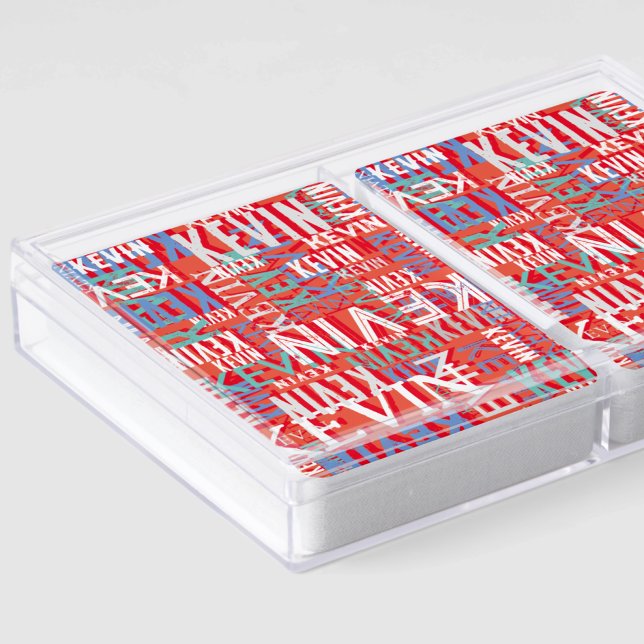 Jeu De Cartes Kevin Nom personnalisé Couleur rouge moderne répét (Créateur téléchargé)