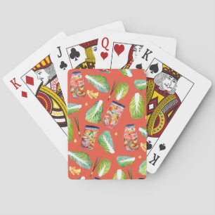 Jeu De Cartes Kimchi Ingrédients Spicy Fun Cabbage Aquarelle