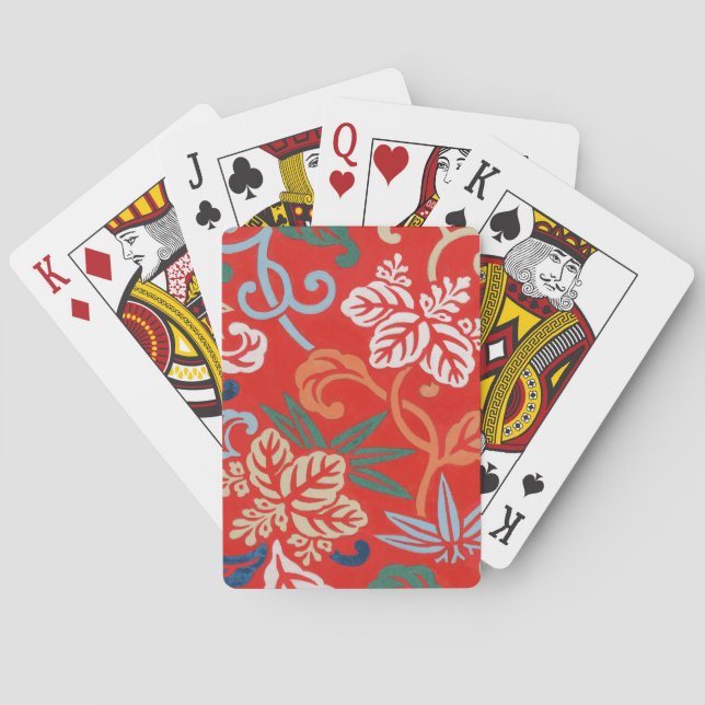 Jeu De Cartes Kimono japonais hawaïen rouge : Vintage floral (dos)