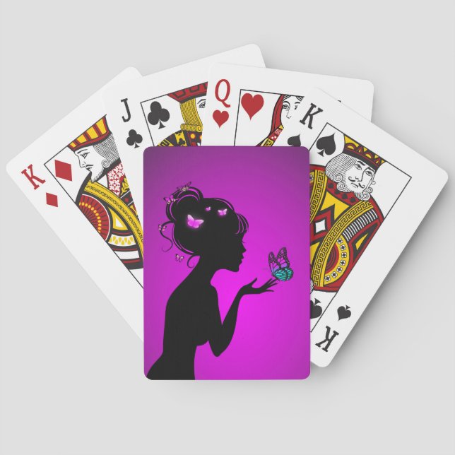Jeu De Cartes La femme papillons violets (dos)
