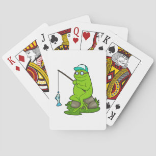 Jeu De Cartes La grenouille comme pêcheur avec la canne à pêche 
