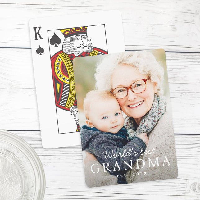 Jeu De Cartes La meilleure grand-mère du monde photo de l'année  (World's best grandma grandmother est year photo poker cards)