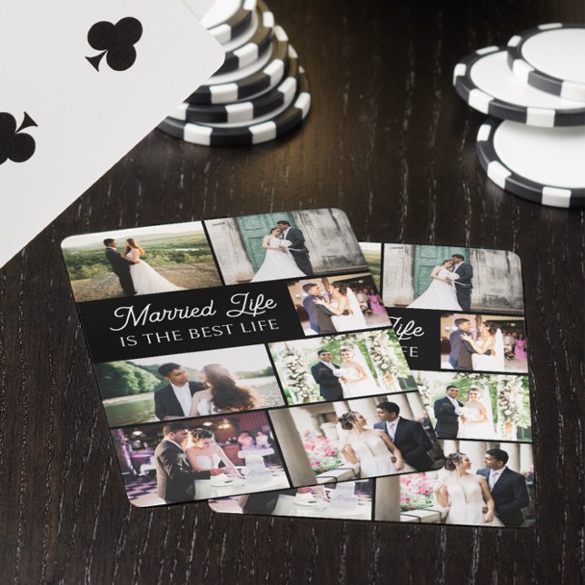 Jeu De Cartes La vie conjugale est la meilleure vie photo Collag (Married life wedding photo cards from the newlywed gift collection by Darling & May)