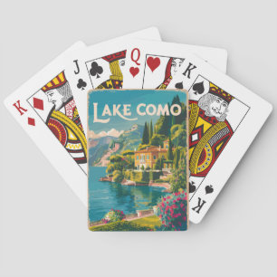 Jeu De Cartes Lac de Côme - Art de Voyage peint Vintage