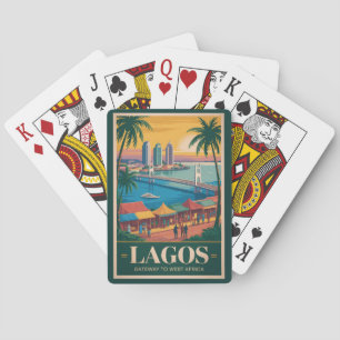 Jeu De Cartes Lagos Nigeria Illustration Voyage Art Rétro