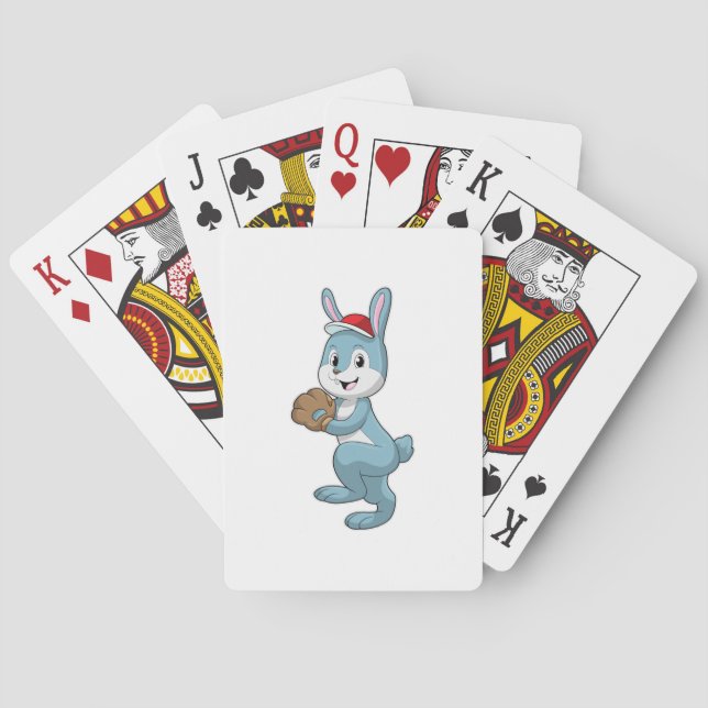Jeu De Cartes Lapin au baseball avec gant de baseball (dos)