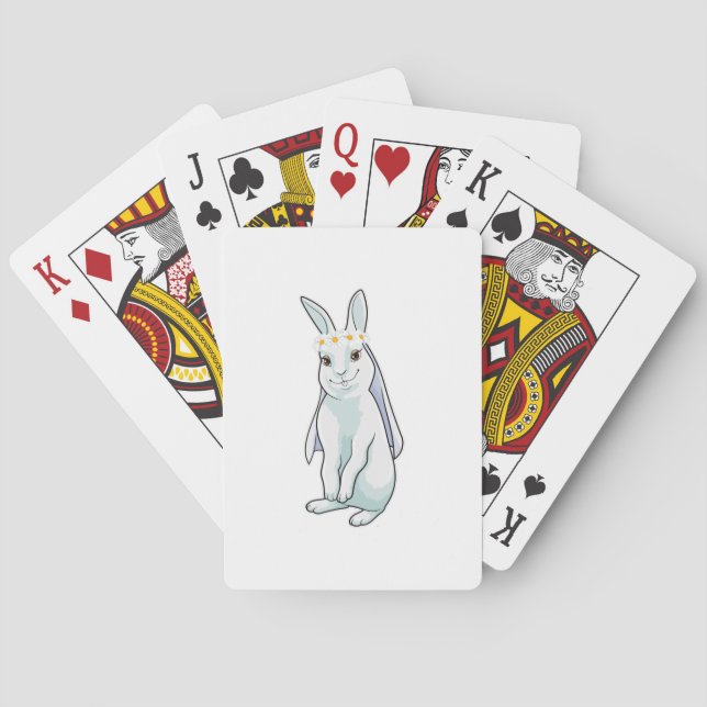 Jeu De Cartes Lapin en mariée avec couronne de fleurs (dos)
