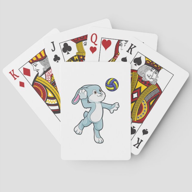 Jeu De Cartes Lapin en sport avec volleyball (dos)