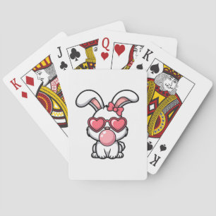 Jeu De Cartes Lapin Kawaii joueur avec bulle de Bubble Gum
