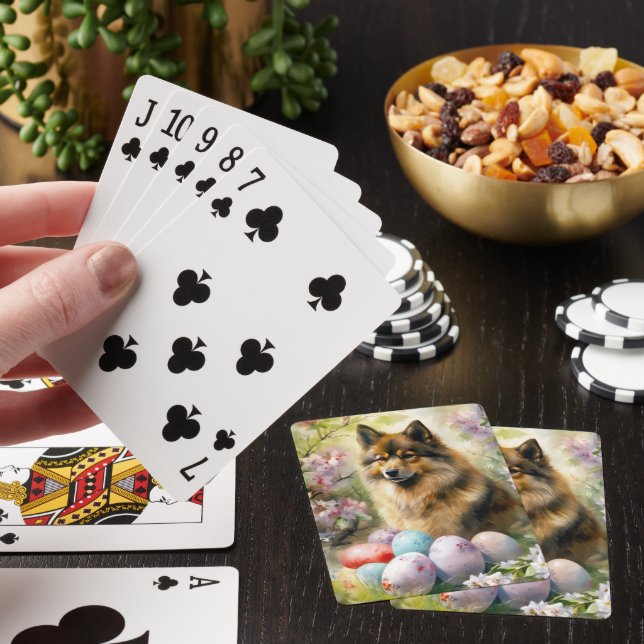 Jeu De Cartes Lapphund finlandais avec oeufs de Pâques (In Situ)