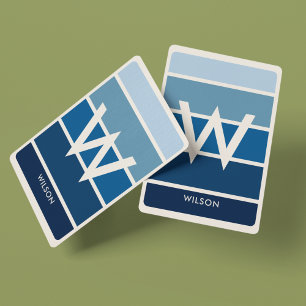 Jeu De Cartes Large Bleu Riche Gradient rayé Monogramme personne