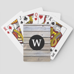 Jeu De Cartes Lattes de bois à monogramme rustique