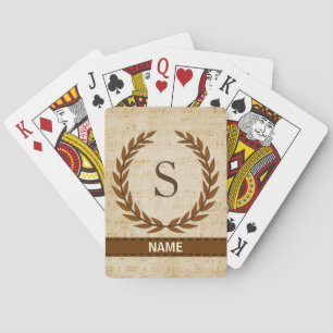 Jeu De Cartes Laurel Wreath Sheet Musique Monogramme initial S