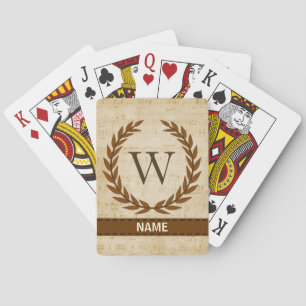Jeu De Cartes Laurel Wreath Sheet Musique Monogramme initial W