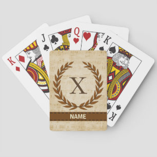 Jeu De Cartes Laurel Wreath Sheet Musique Monogramme initial X