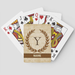 Jeu De Cartes Laurel Wreath Sheet Musique Monogramme initial Y