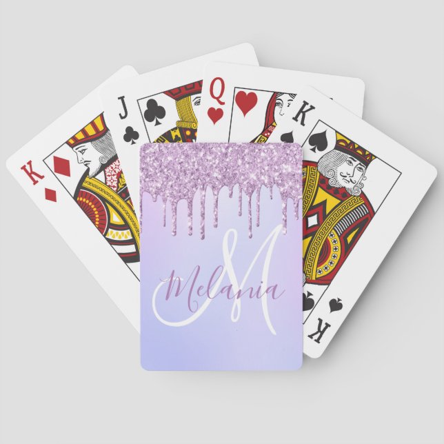 Jeu De Cartes Lavande à goutte pourpre métallique personnalisée (dos)