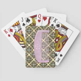 Jeu De Cartes Lavande peigne sur Arrière - plan de chocolat
