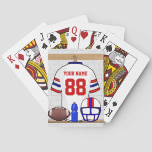 Jeu De Cartes Le football bleu rouge blanc personnalisé Jersey