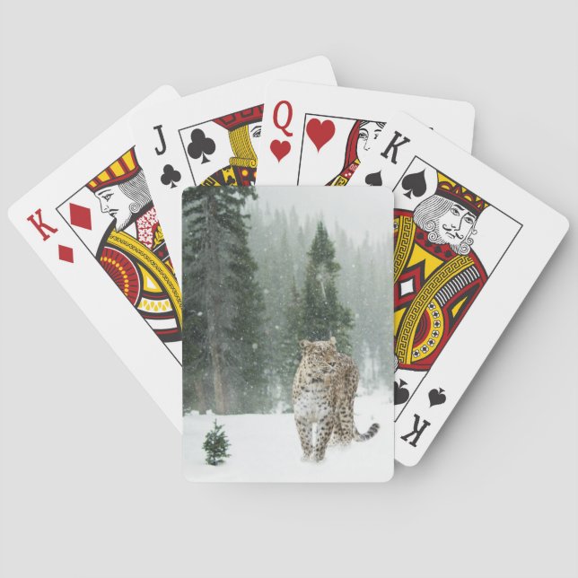 Jeu De Cartes Le léopard des neiges majestueux en hiver (dos)
