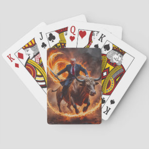 Jeu De Cartes Le président Trump Rides Bull avec l'épée