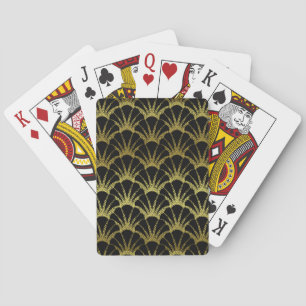 Jeu De Cartes Le rétro noir d'art déco/or Shell mesurent le