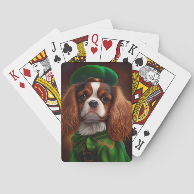 Jeu De Cartes Le roi Cavalier Charles Spaniel à la Saint Patrick (dos)