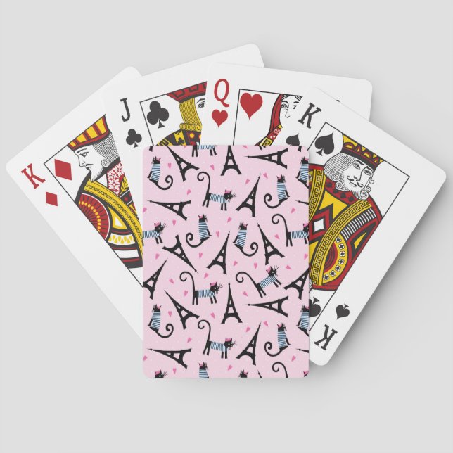 Jeu De Cartes Le style français a habillé le chat avec le motif (dos)