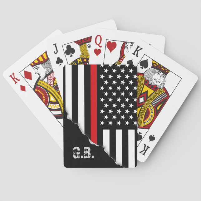 Jeu De Cartes Légèrement arrachée ligne rouge initiales de (dos)