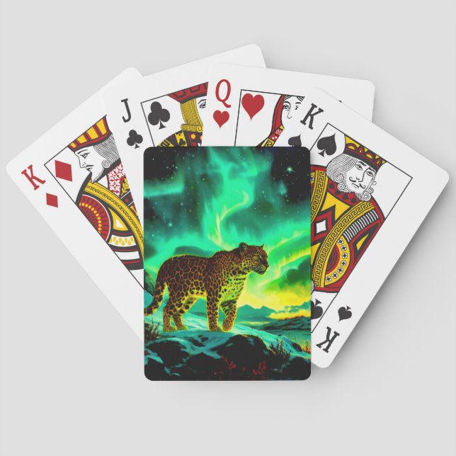 Jeu De Cartes Léopard sous l'aurore boréale  (dos)