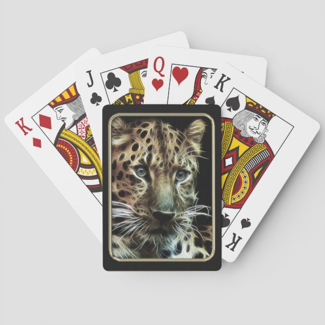 Jeu De Cartes Léopard Visage Fractal Art Jouer des cartes (dos)