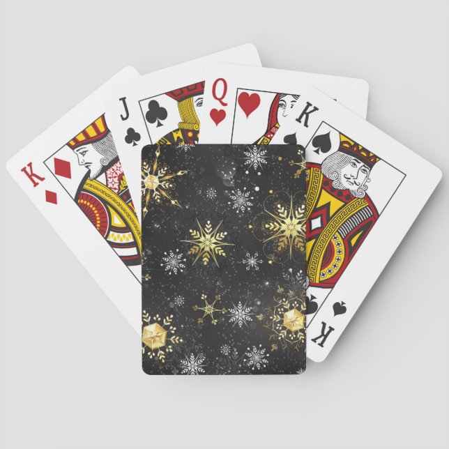 Jeu De Cartes Les flocons dorés de Noël sur l'Arrière - plan noi (dos)
