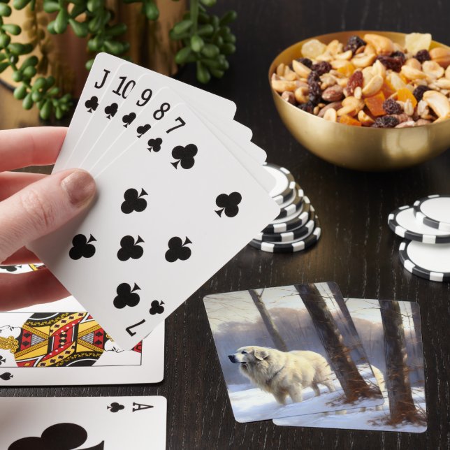 Jeu De Cartes Les Grands Pyrénées Laissent Neige Noël (In Situ)
