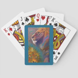 Jeu De Cartes les lions de la jungle jouant aux cartes