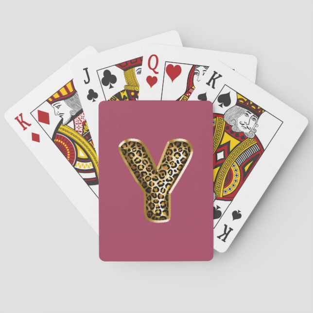 Jeu De Cartes LETTRE Empreinte de léopard ROUILLE Y (dos)