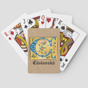Jeu De Cartes Lettre Florale médiévale illuminée C Monogramme
