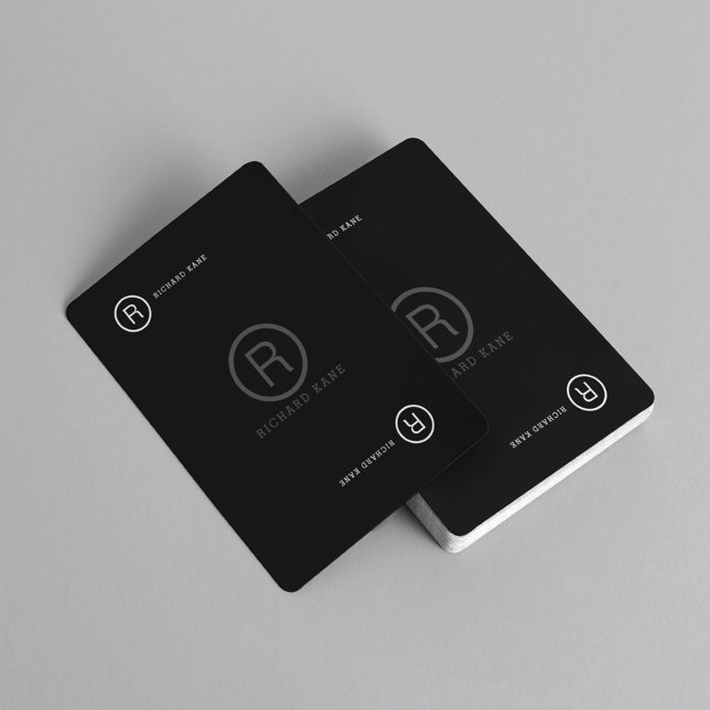 Jeu De Cartes Lettre initiale personnalisée et nom NOIR ( modern monogram)