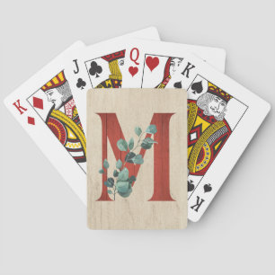 Jeu De Cartes LETTRE M EN BOIS rustique ET Eucalyptus