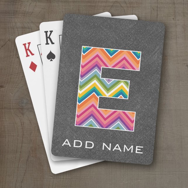 Jeu De Cartes Lettre monographie E - Tableau de bord Chevron bri (Personalized Playing Cards - Large Monogram)