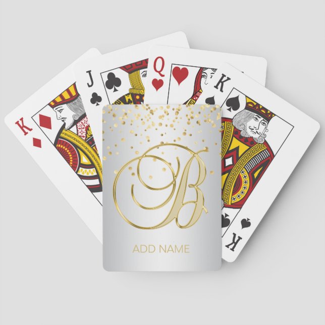 Jeu De Cartes Lettre monographique personnalisée 'B' Gold Silver (dos)
