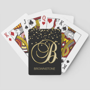 Jeu De Cartes Lettre monographique personnalisée 'B' Or Noir
