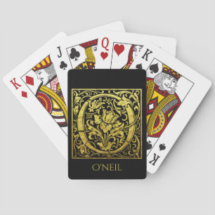 Jeu De Cartes Lettre O Première lettre Or en noir