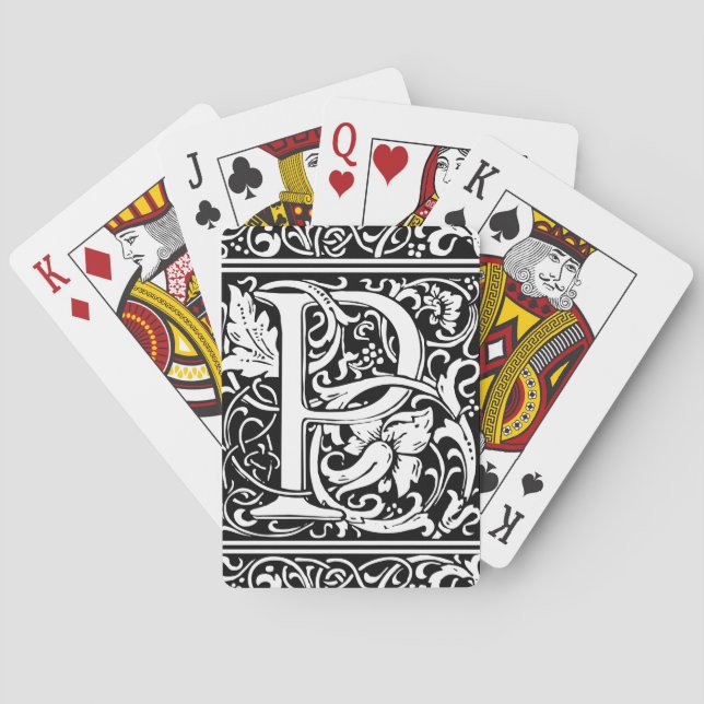 Jeu De Cartes Lettre P Monogramme médiéval Art Nouveau (dos)