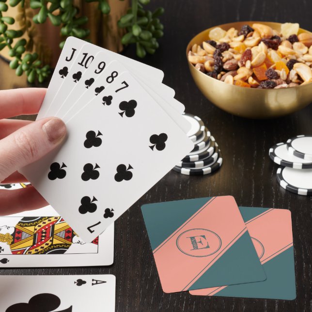 Jeu De Cartes LETTRE Turquoise CHIFFRE DOUBLE CHÂSSE GÉométrique (In Situ)