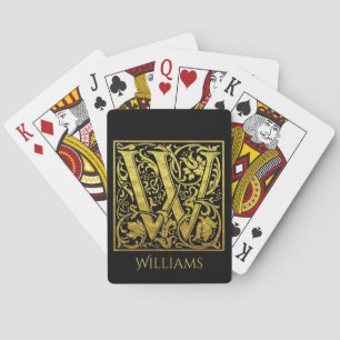 Jeu De Cartes Lettre W Première lettre Gold en noir
