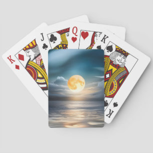 Jeu De Cartes Lever de lune au-dessus de l'océan