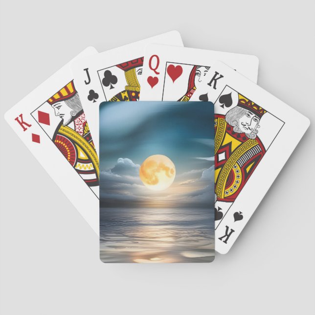 Jeu De Cartes Lever de lune au-dessus de l'océan (dos)