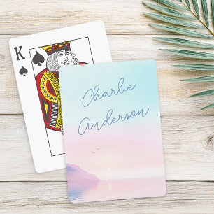 Jeu De Cartes Lever doux pastel avec nom de script d'oiseaux